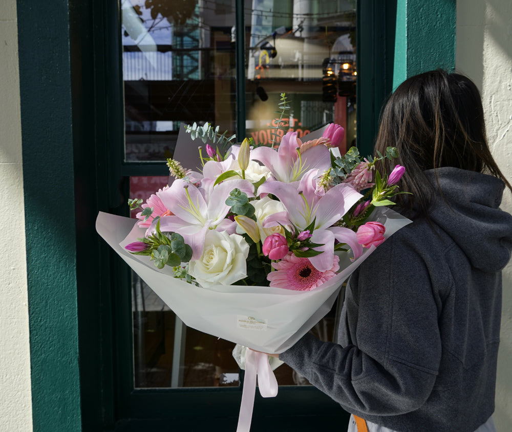 Sweet Scholar Graduation Bouquet - Pink & White Flowers Auckland