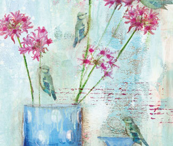 "Birds in Blue Vases" Mini Gift Card