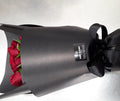 6 red roses black wrapped 