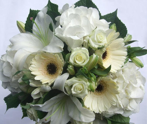 white birthday flower bouquet