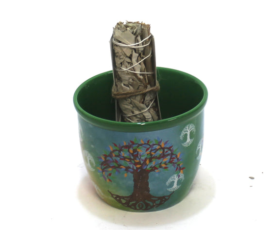 Tree of Life Ceramic Smudge Bowl and Stick Gift