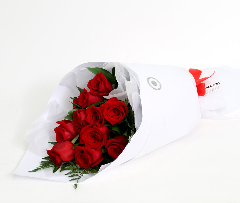 Eleven Premium Red Roses Bouquet - Fresh Roses Auckland