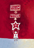 a person holding a star above their head