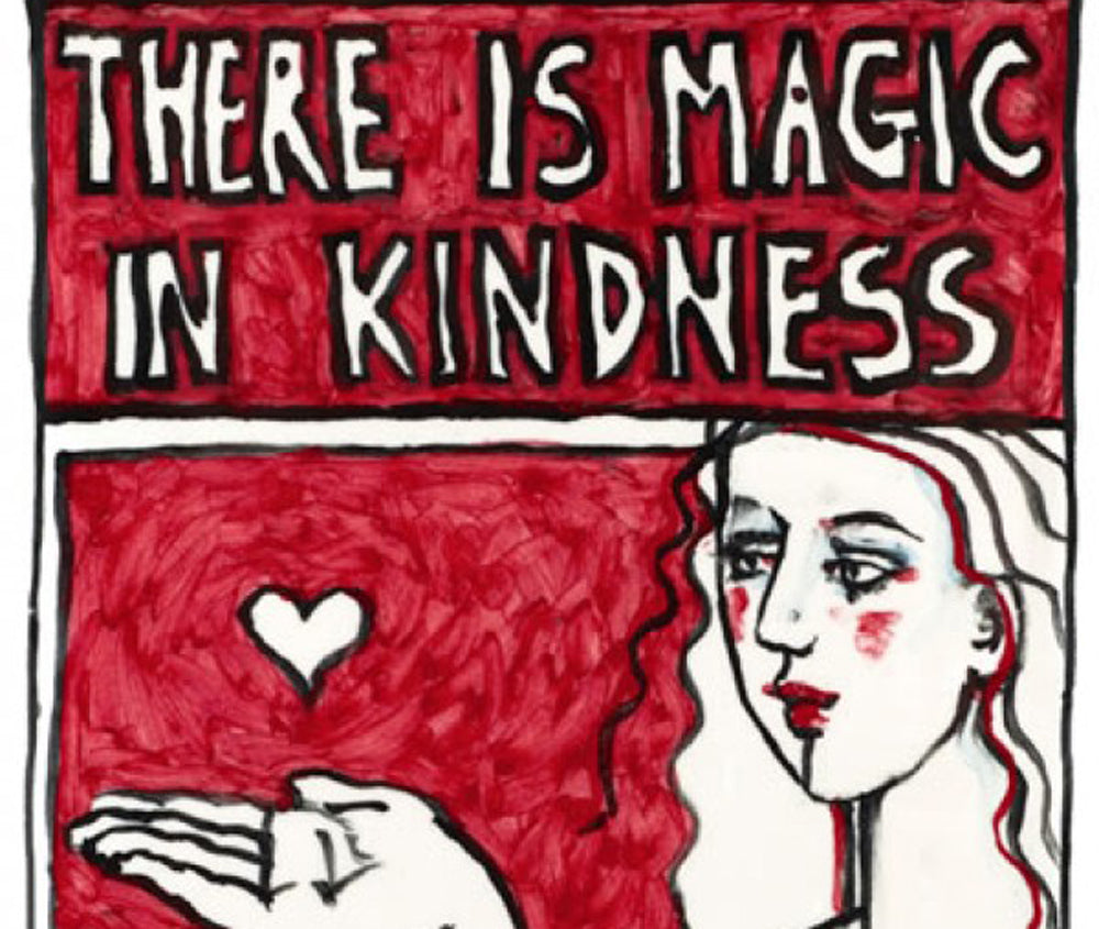 A blank "MAGIC IN KINDNESS" card ready for words to be written