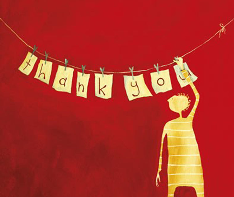 Thank you on a clothes line